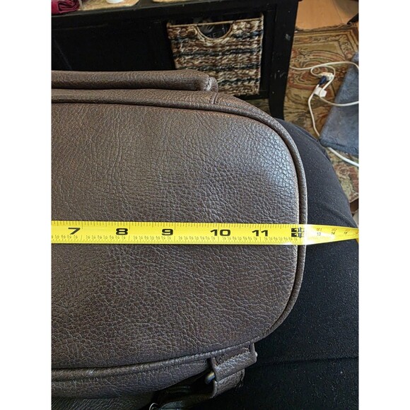 Guess USA Leather Brown Backpack Vintage Buckle Y2k Long Drawstring - Picture 8 of 9